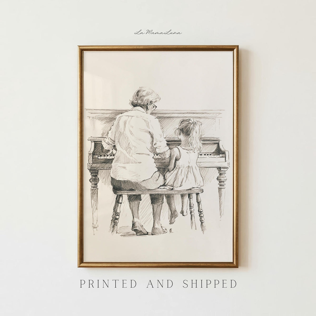 Grandmother and Granddaughter Piano Print