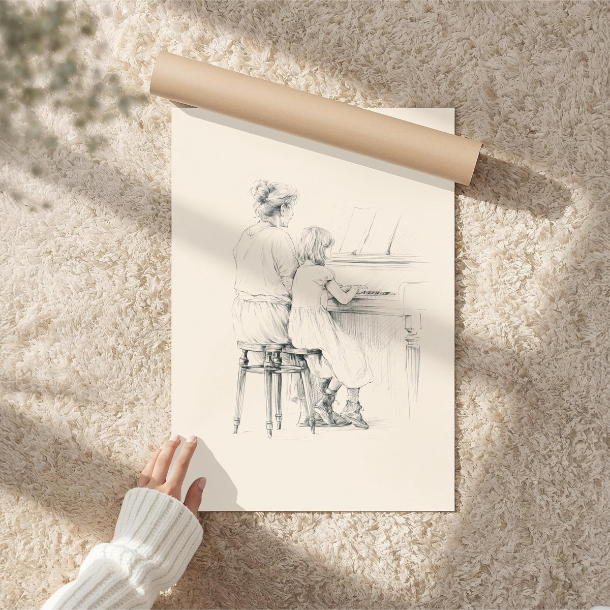 Grandma and Daughter Piano Art