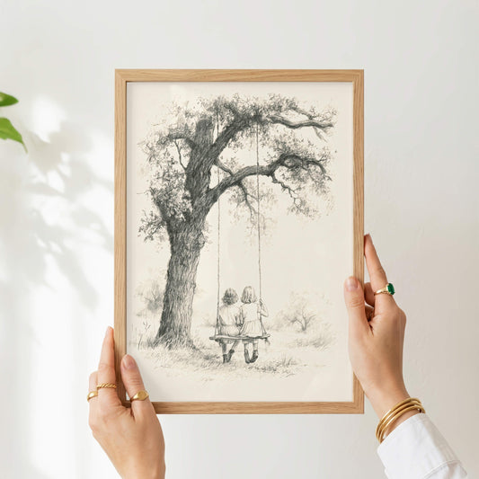 Sisters on Swing Print