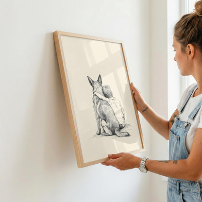 Boy and German Shepherd Sketch