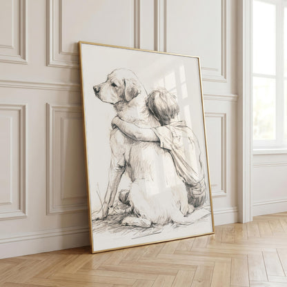 Boy and Labrador Retriever