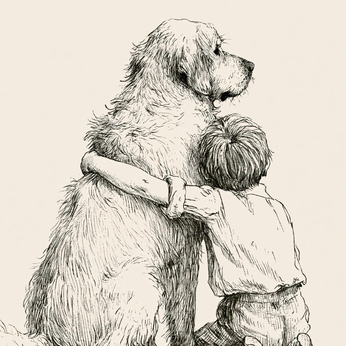 Boy and Golden Retriever