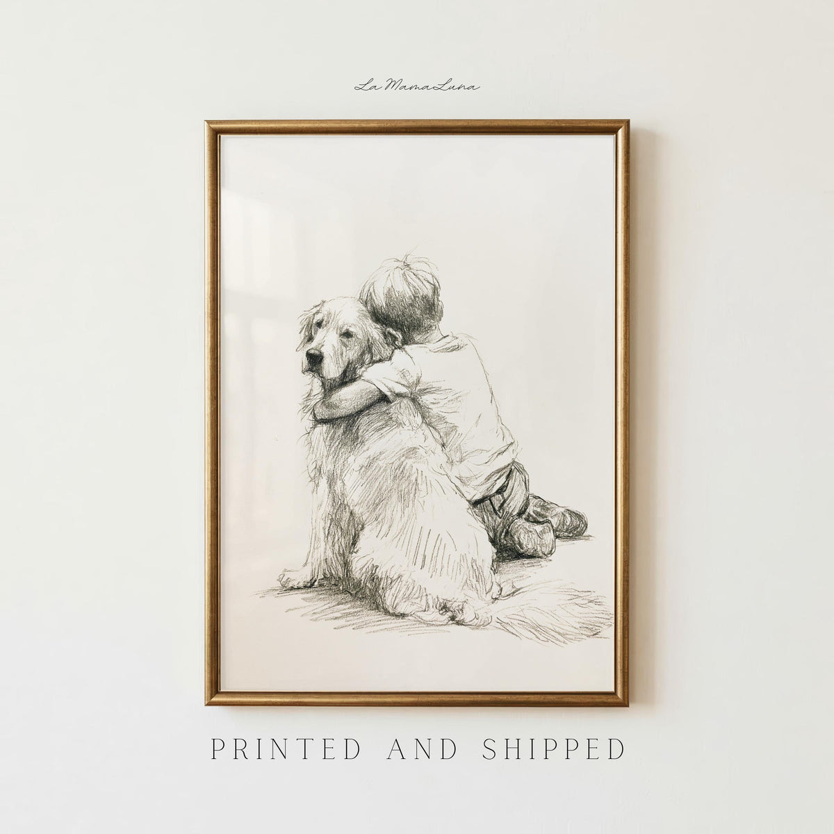 Boy and Golden Retriever