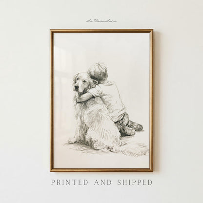 Boy and Golden Retriever