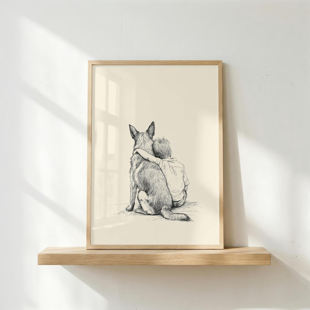 Boy and German Shepherd Sketch