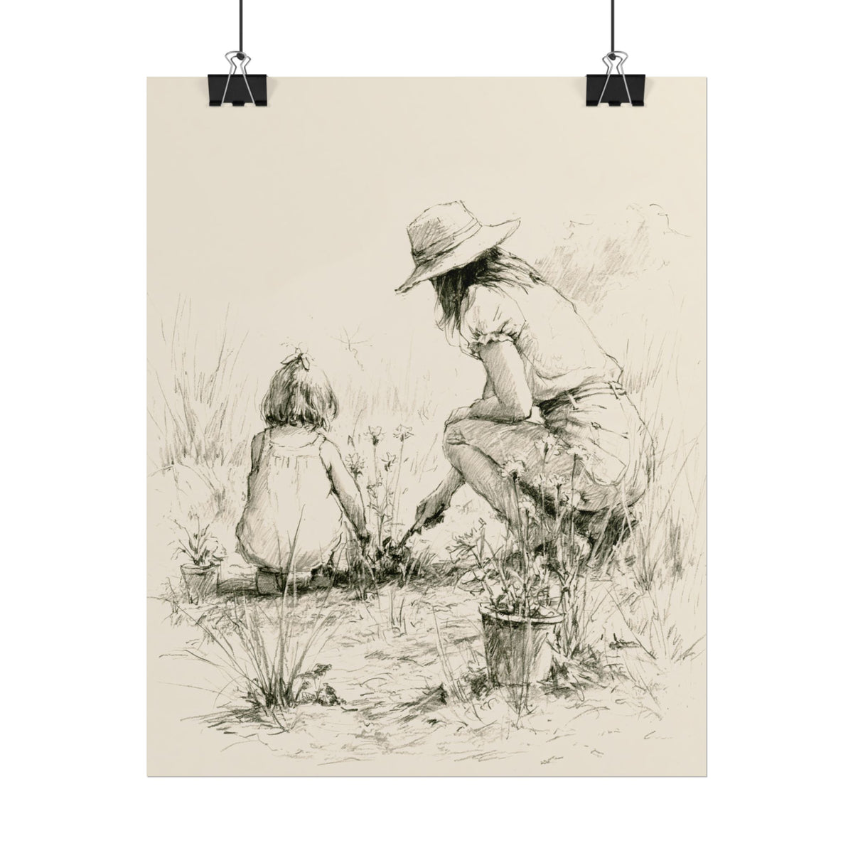 Mom and Daughter Gardening