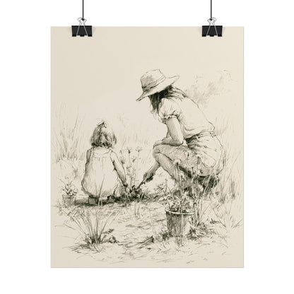 Mom and Daughter Gardening