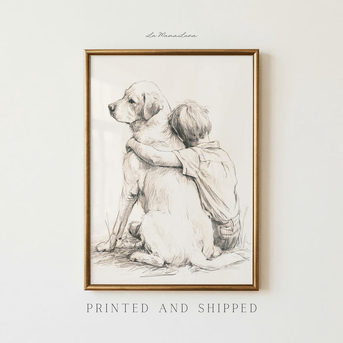 Boy and Labrador Retriever