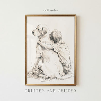 Boy and Labrador Retriever