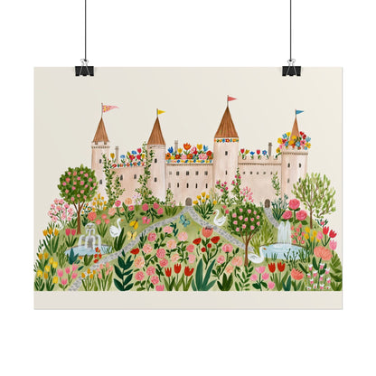 Floral Castle Wall Art | Princess Garden Nursery