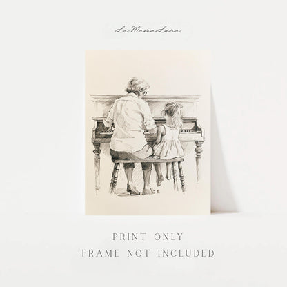 Grandmother and Granddaughter Piano Print