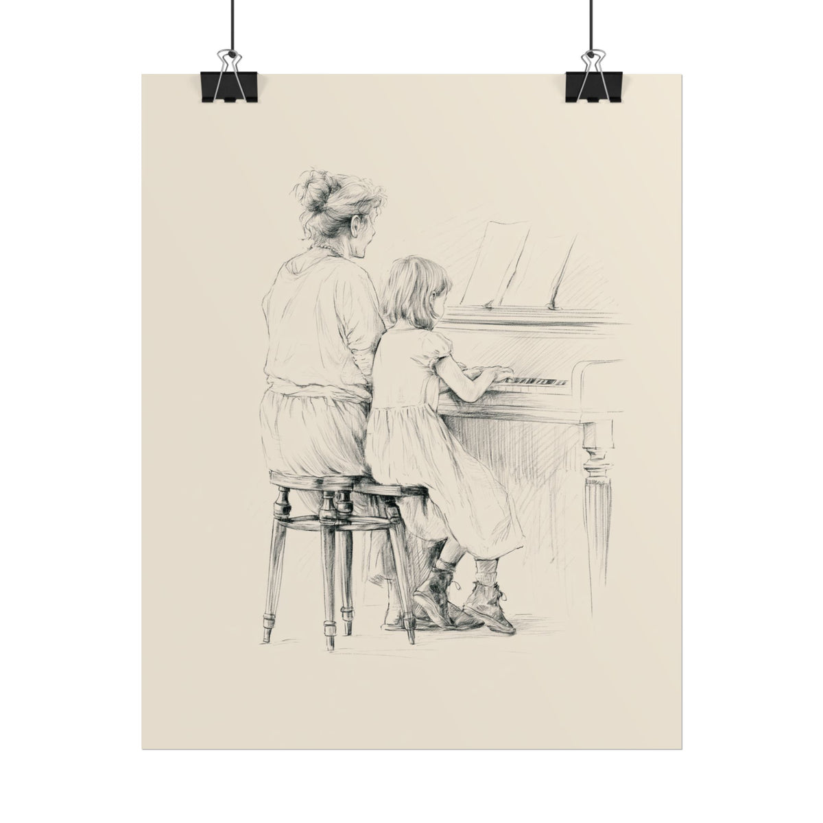 Grandma and Daughter Piano Art