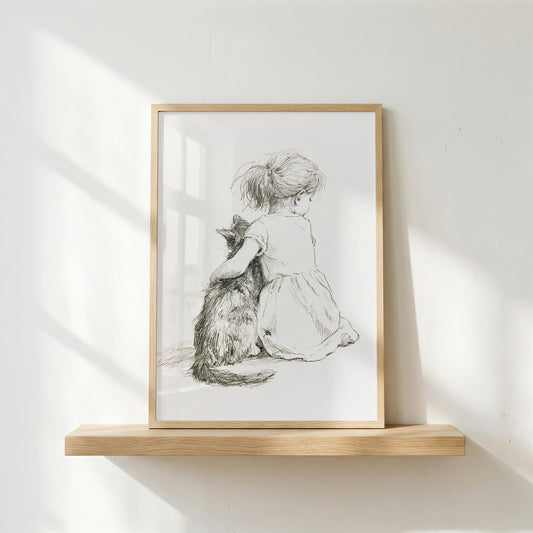 Girl and Black Cat