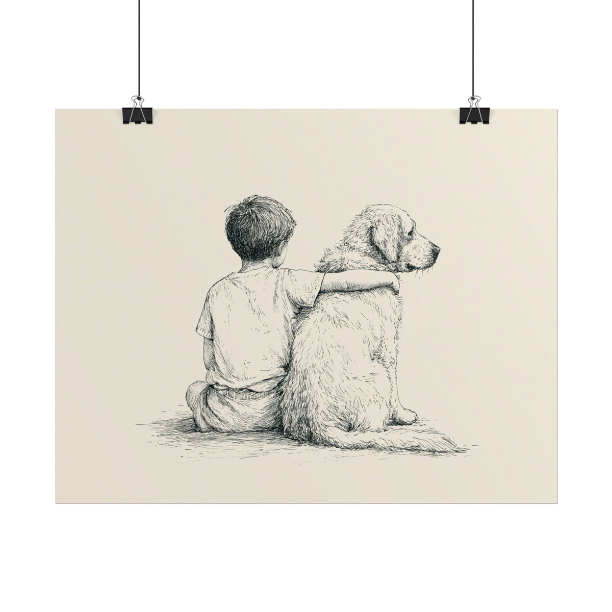 Boy and Golden Retriever