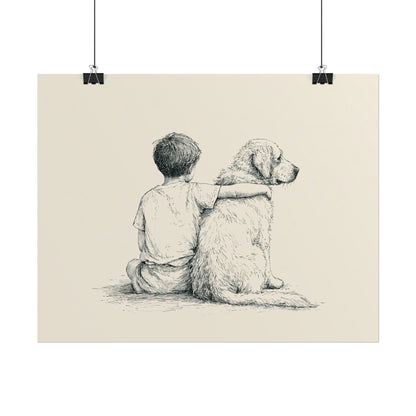 Boy and Golden Retriever