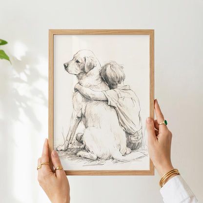 Boy and Labrador Retriever