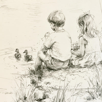 Siblings Feeding Ducks