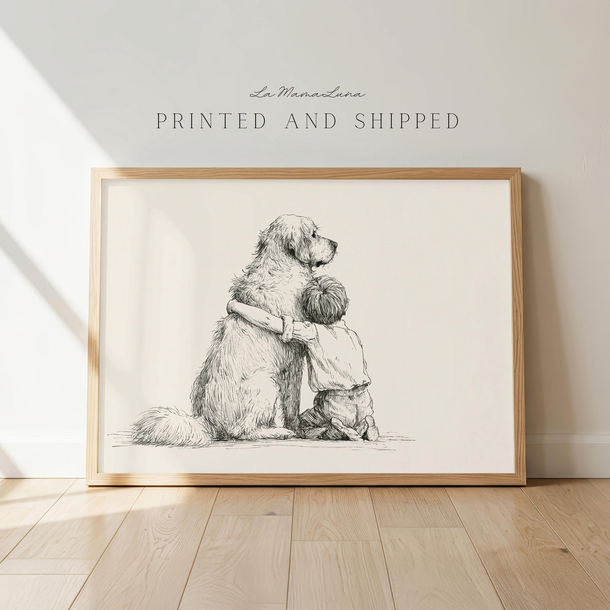 Boy and Golden Retriever