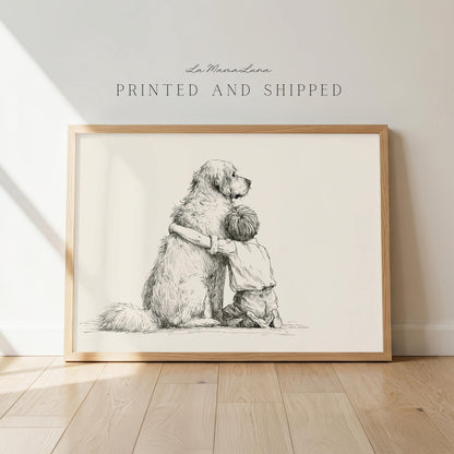 Boy and Golden Retriever
