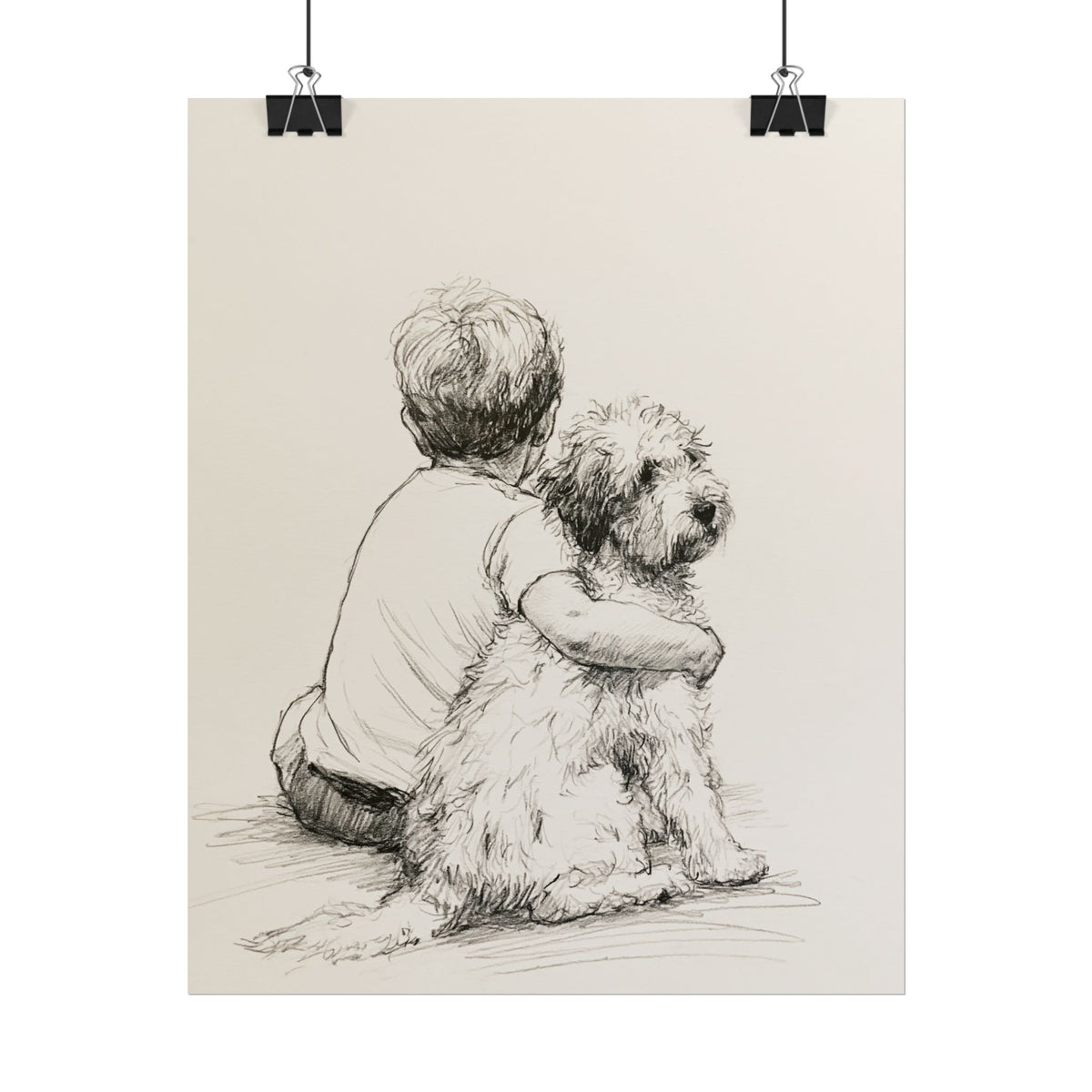 Boy and Mini Goldendoodle