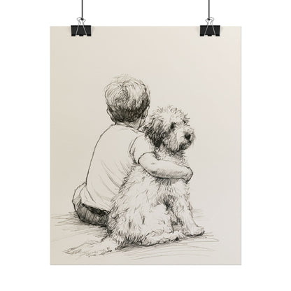 Boy and Mini Goldendoodle