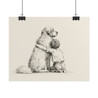 Boy and Golden Retriever