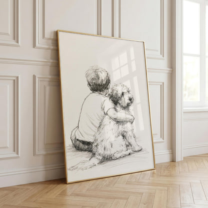 Boy and Mini Goldendoodle