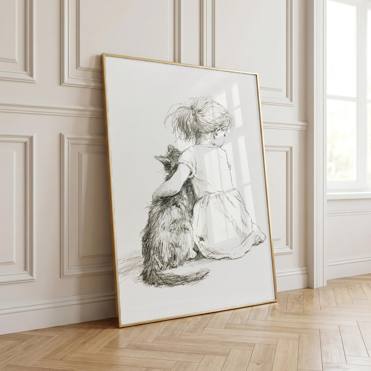 Girl and Black Cat