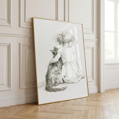 Girl and Black Cat