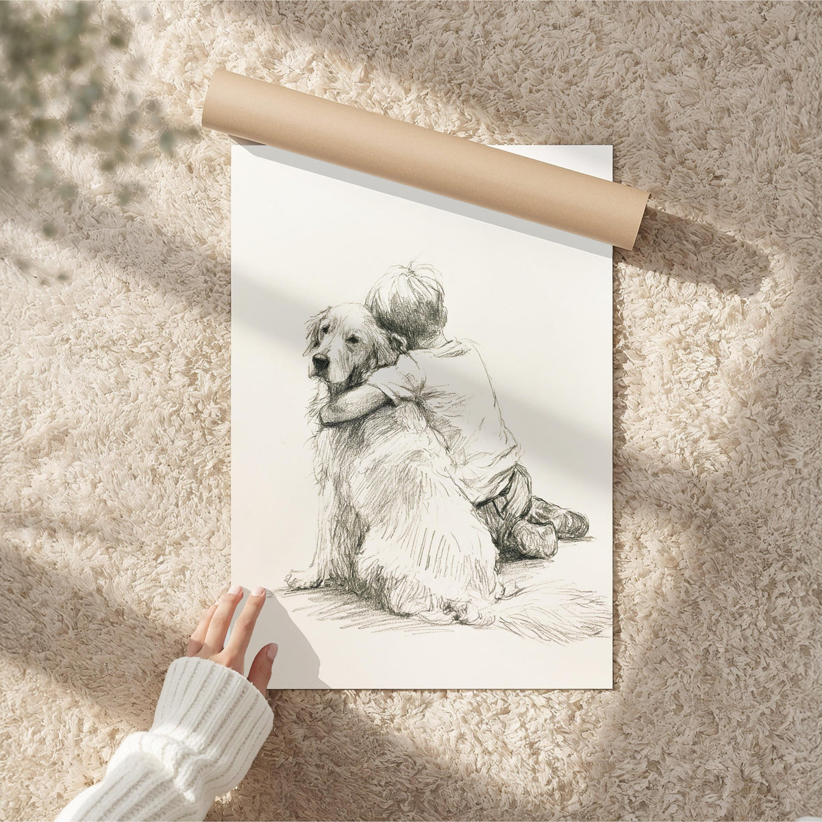 Boy and Golden Retriever