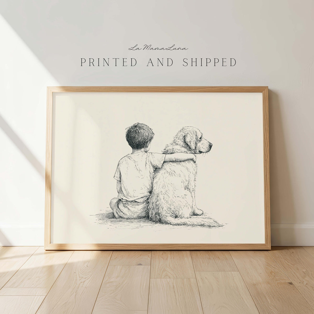 Boy and Golden Retriever