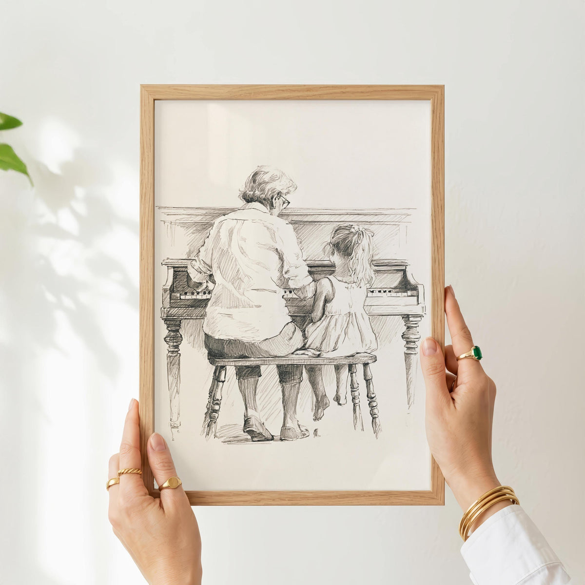 Grandmother and Granddaughter Piano Print