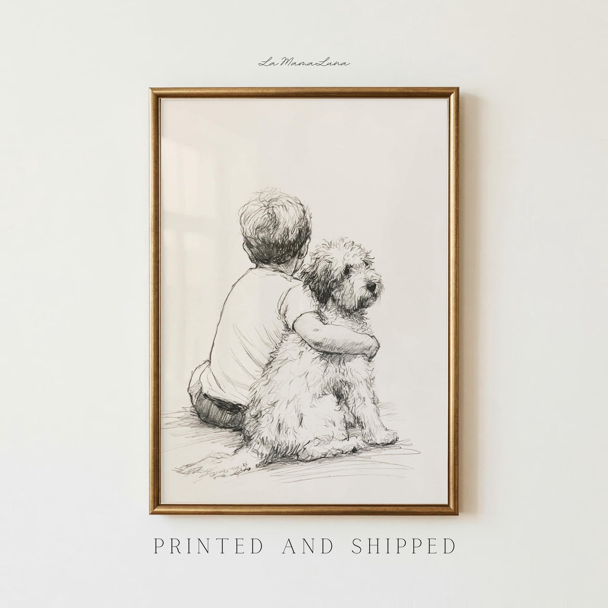 Boy and Mini Goldendoodle