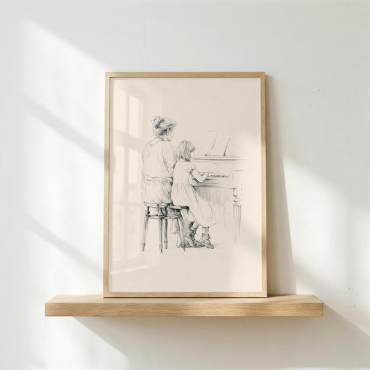 Grandma and Daughter Piano Art