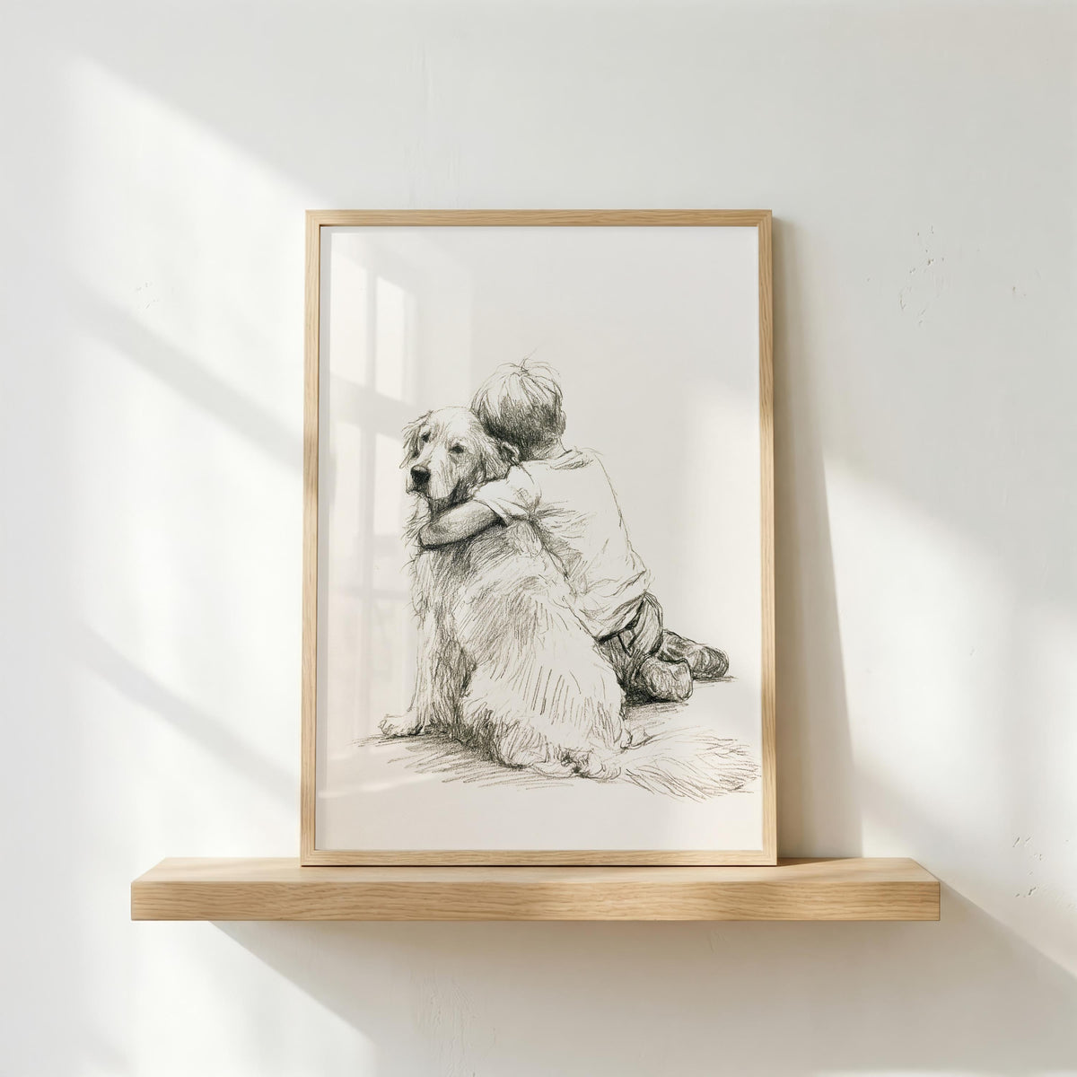 Boy and Golden Retriever