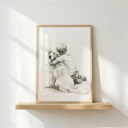 Boy and Golden Retriever