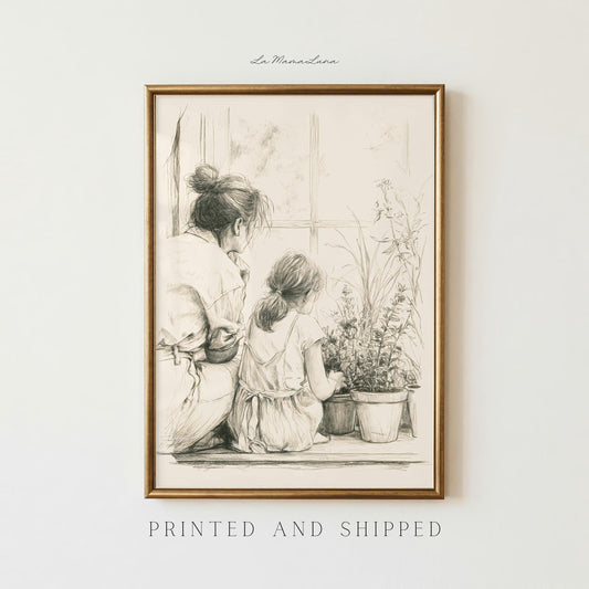 Mom and Daughter Gardening