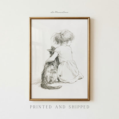 Girl and Black Cat