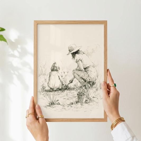 Mom and Daughter Gardening