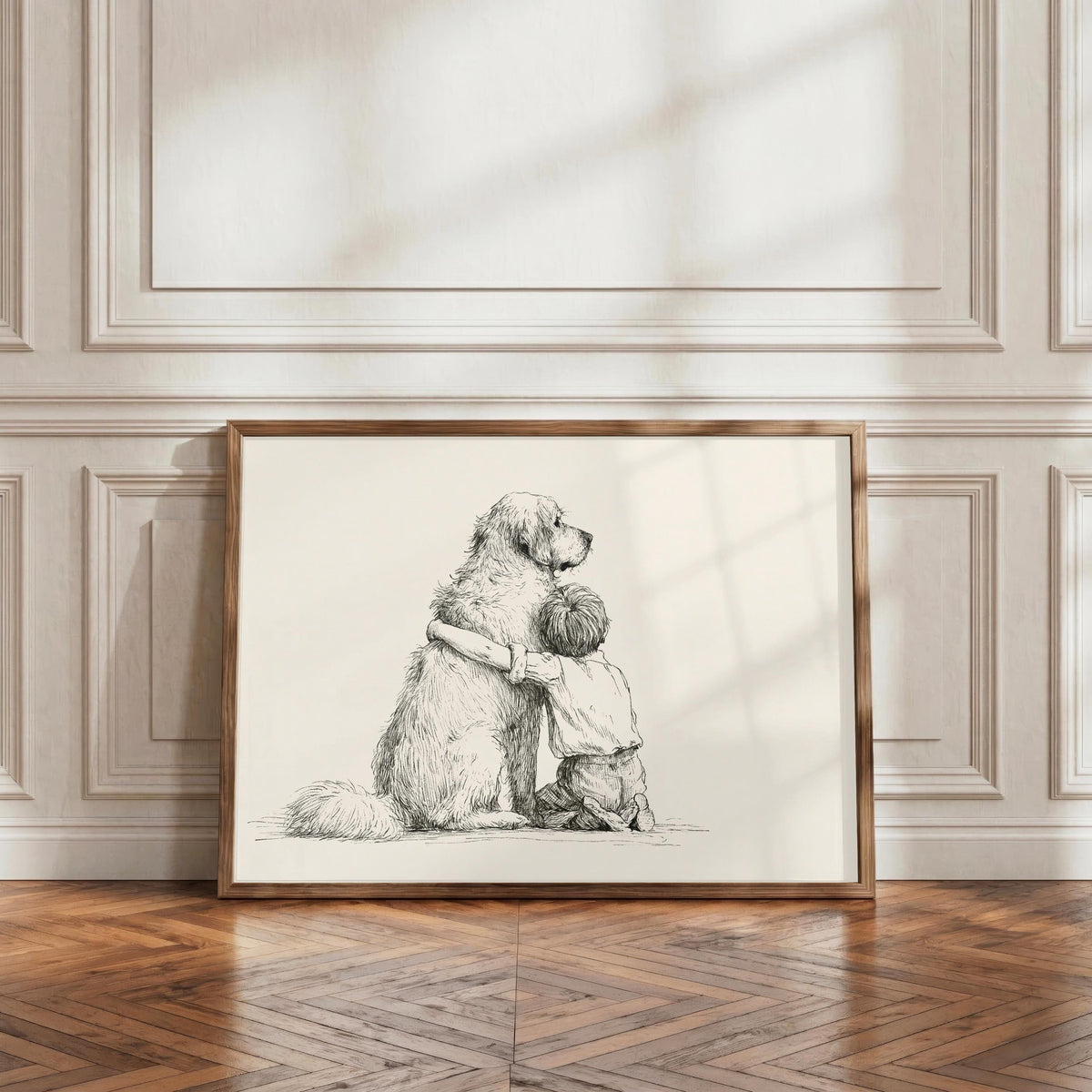 Boy and Golden Retriever