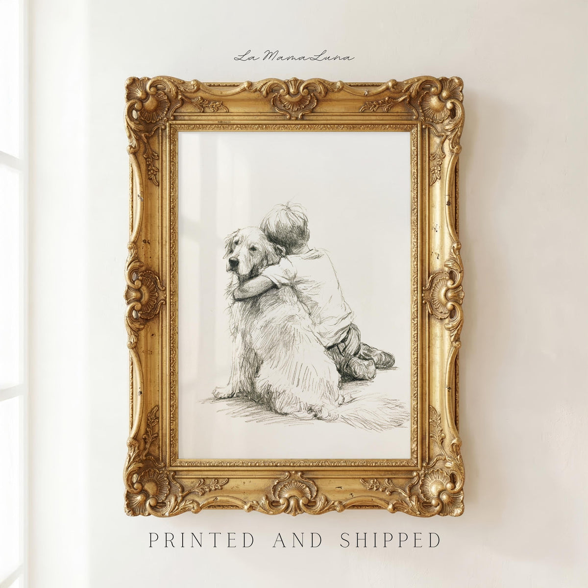 Boy and Golden Retriever