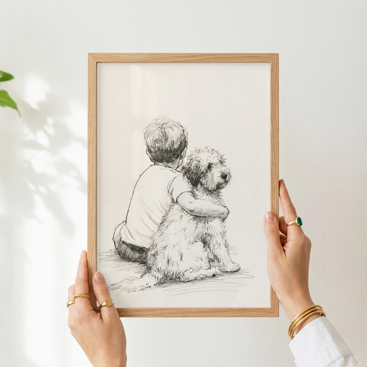 Boy and Mini Goldendoodle