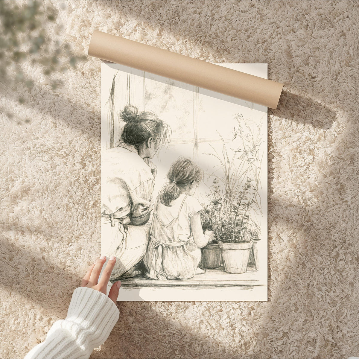 Mom and Daughter Gardening