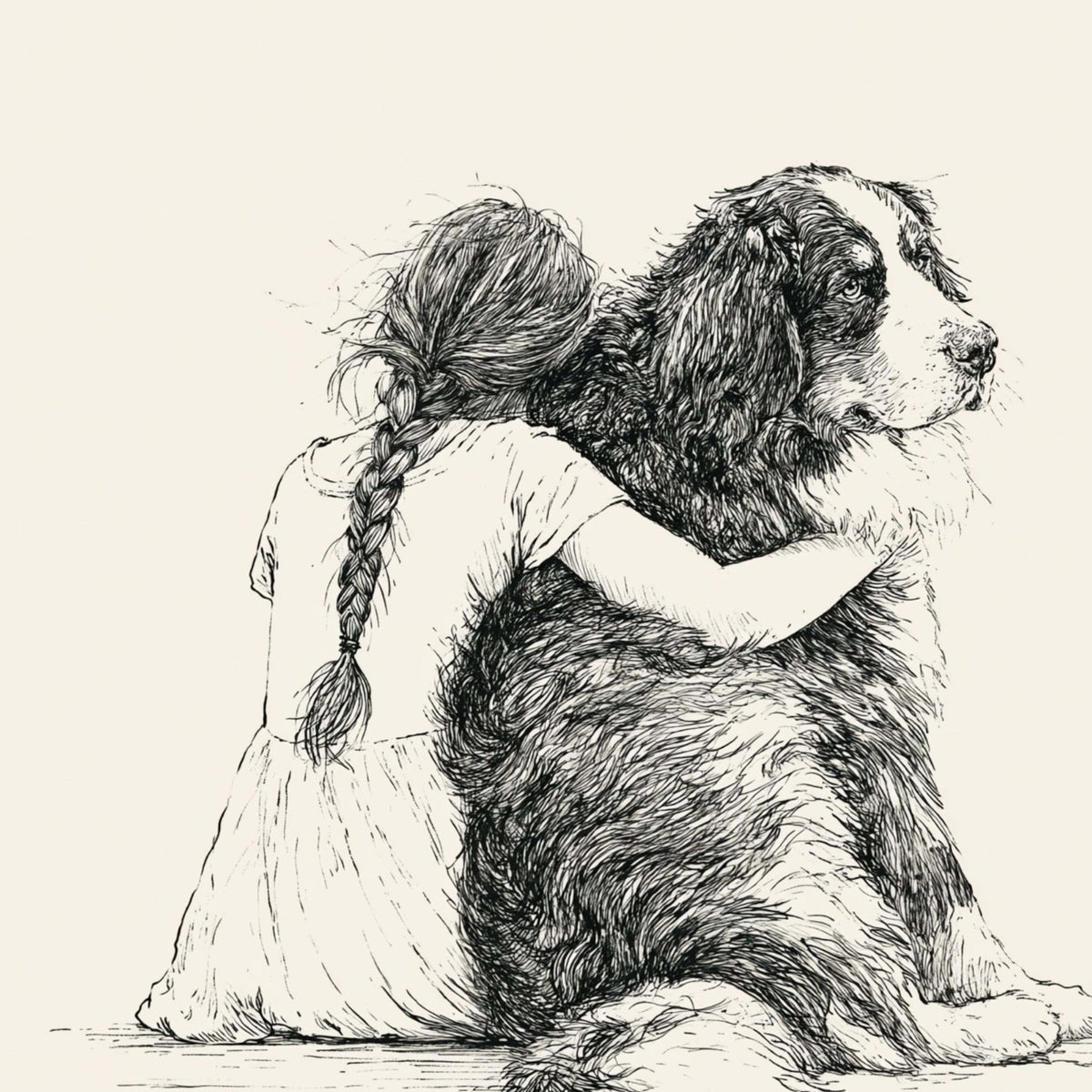 Girl and Bernese Mountain Dog