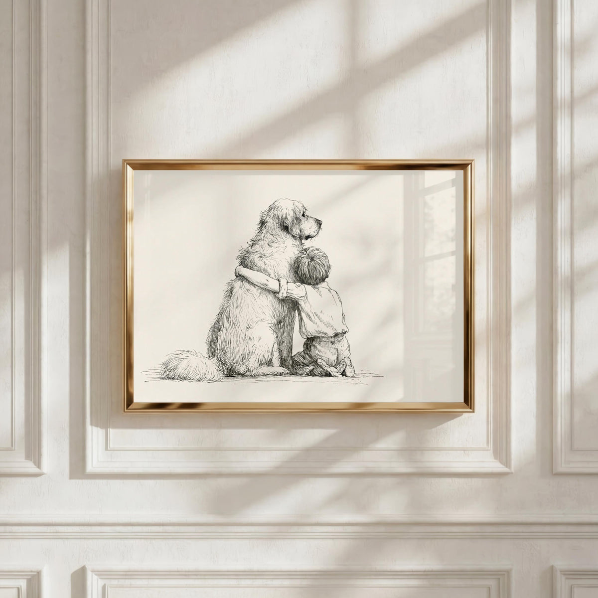 Boy and Golden Retriever
