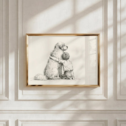 Boy and Golden Retriever