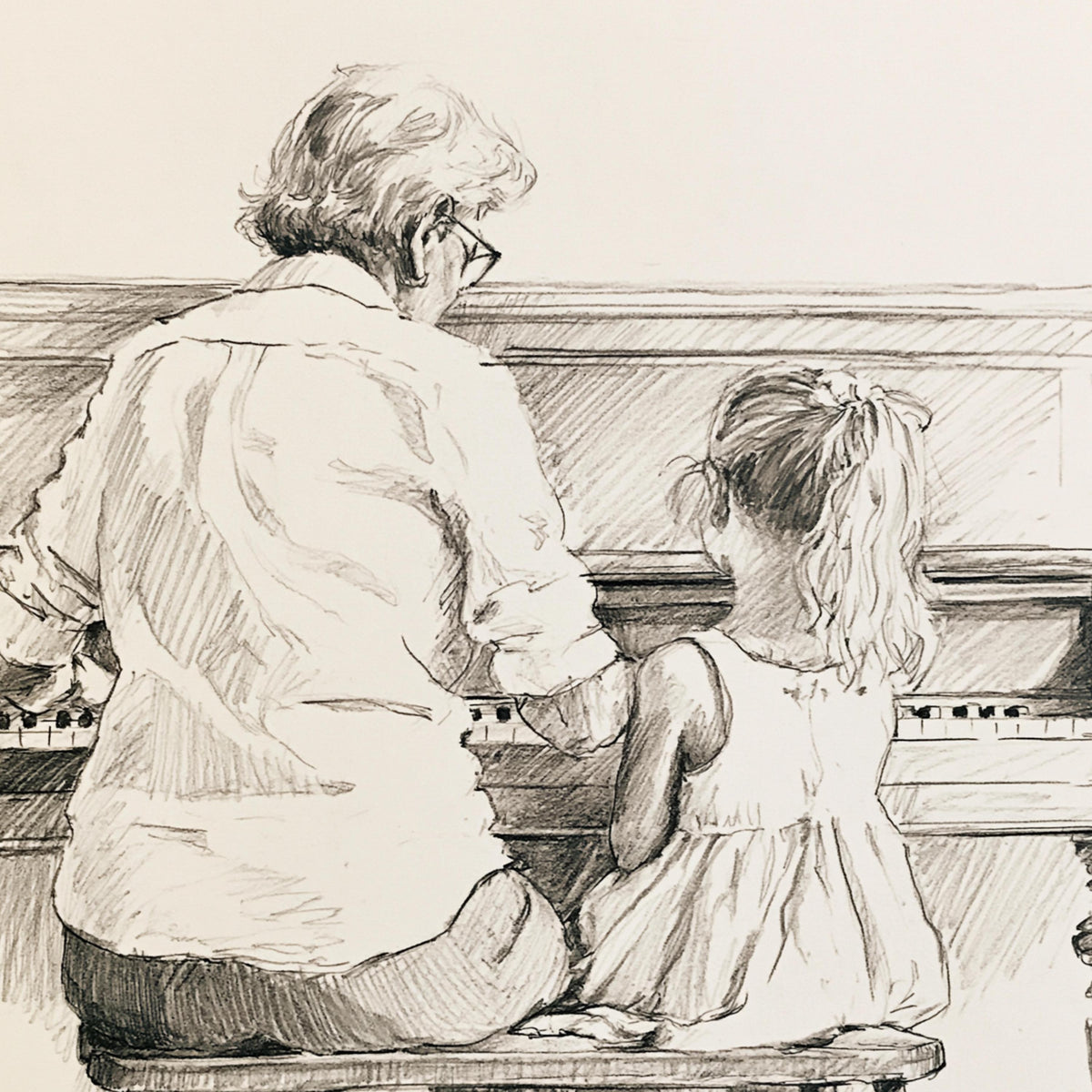 Grandmother and Granddaughter Piano Print