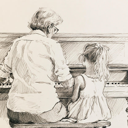 Grandmother and Granddaughter Piano Print