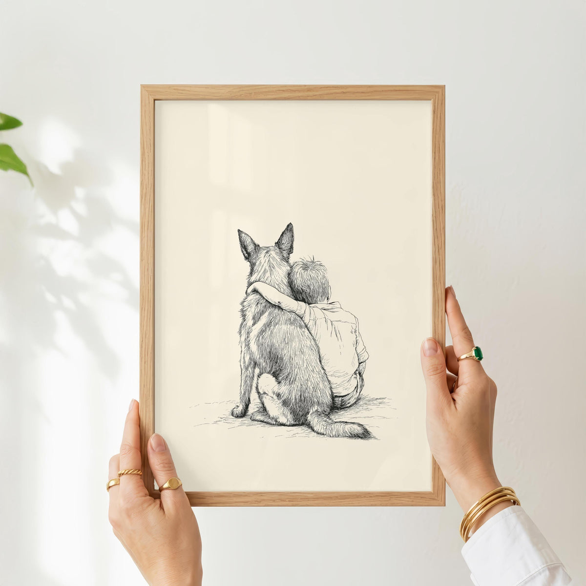 Boy and German Shepherd Sketch