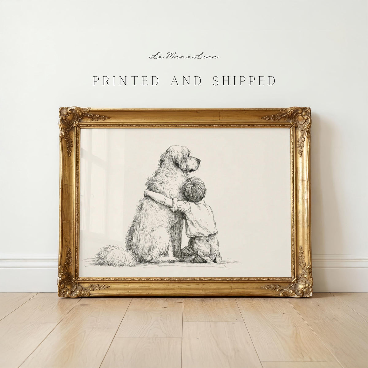 Boy and Golden Retriever